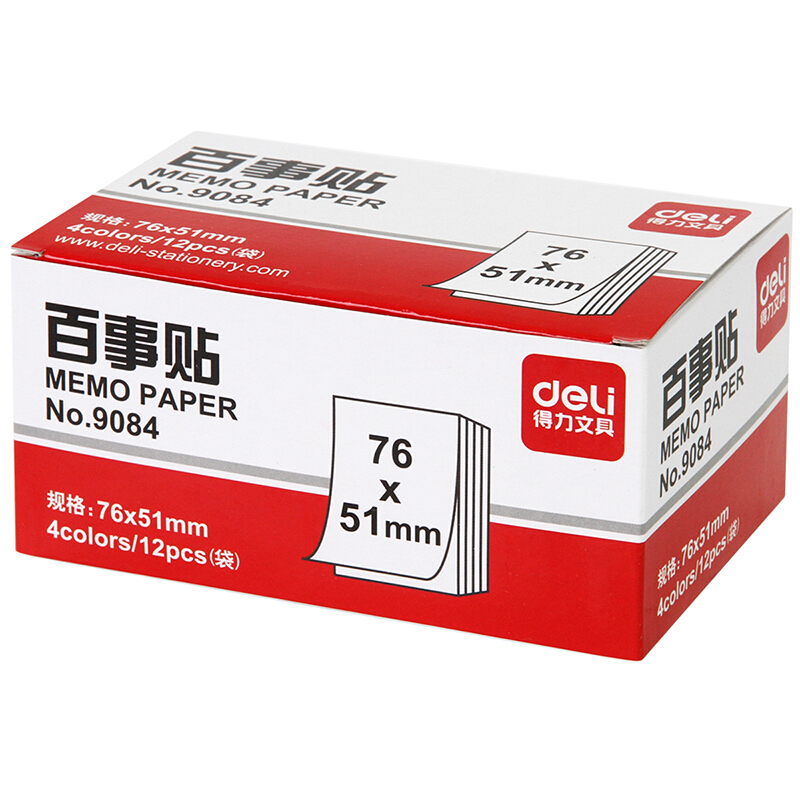 得力（deli） 9084 熒光紙百事貼/便條紙76×51mm 12本裝_http://02394.cn/img/images/C201902/1551161538740.jpg