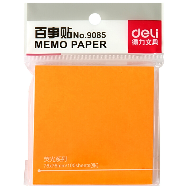 得力（deli） 9085 熒光紙百事貼/便條紙76×76mm 12本裝_http://02394.cn/img/images/C201902/1551162058980.jpg