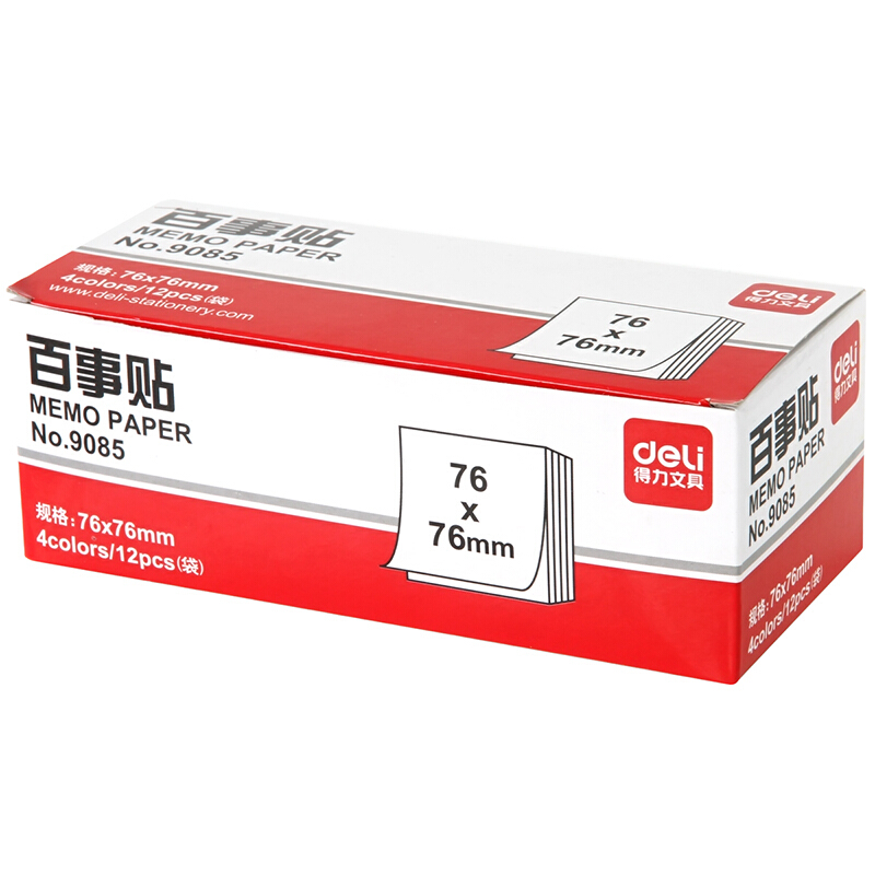 得力（deli） 9085 熒光紙百事貼/便條紙76×76mm 12本裝_http://02394.cn/img/images/C201902/1551162058990.jpg