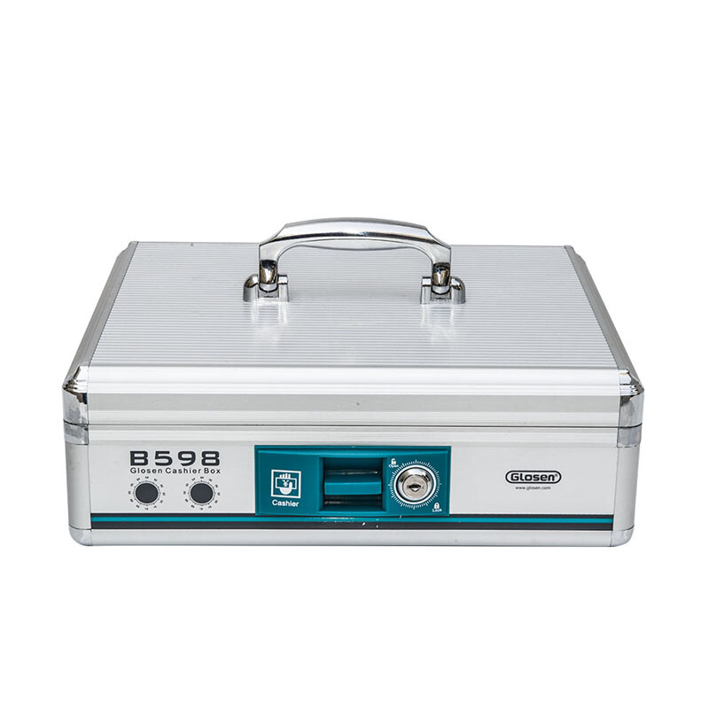 金隆興（Glosen） B598  鋁合金材質(zhì)收銀箱/手提金庫帶鎖（銀色） _http://02394.cn/img/images/C201902/1551260972453.jpg