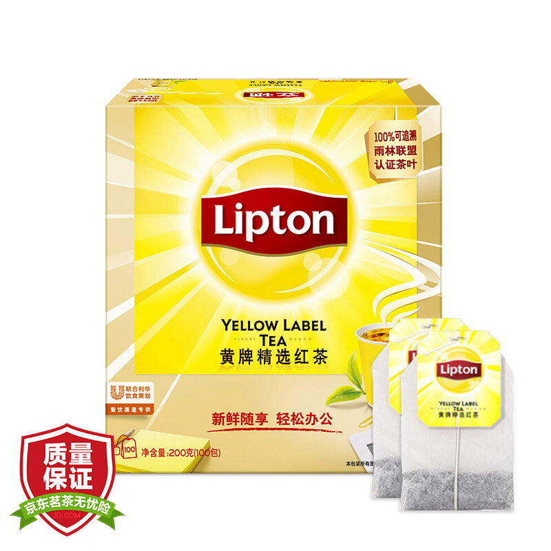 立頓（Lipton） 茶葉 100包200g 袋泡茶茶包 （黃牌精選紅茶）_http://02394.cn/img/images/C201902/1551337664589.jpg