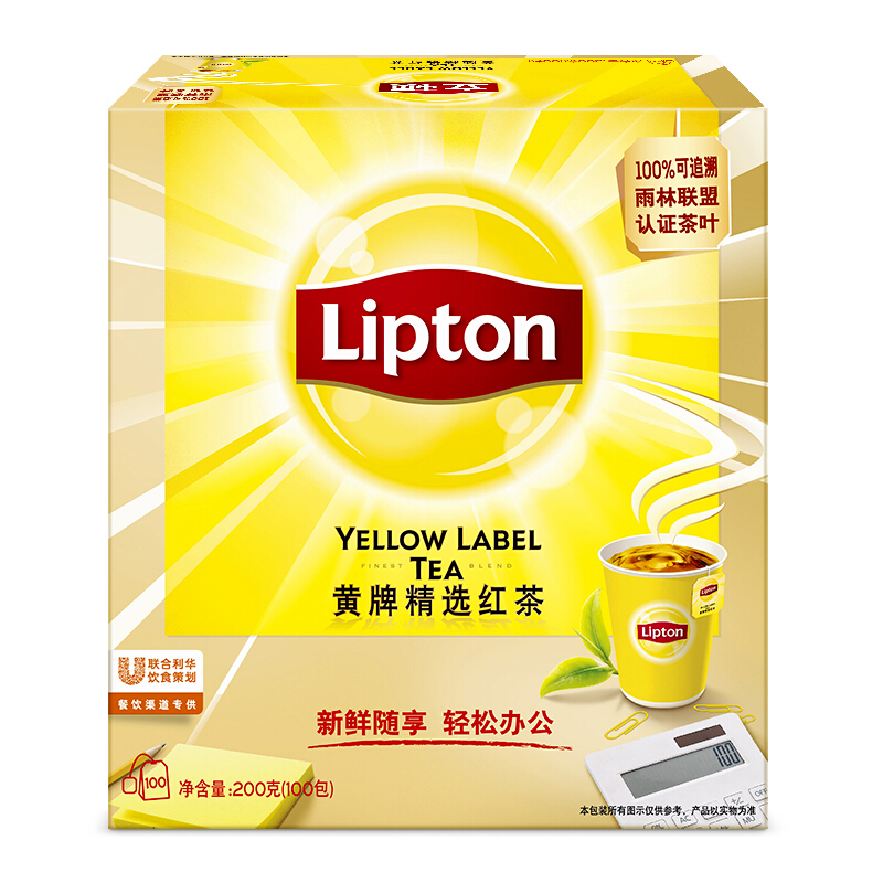 立頓（Lipton） 茶葉 100包200g 袋泡茶茶包 （黃牌精選紅茶）_http://02394.cn/img/images/C201902/1551337664609.jpg