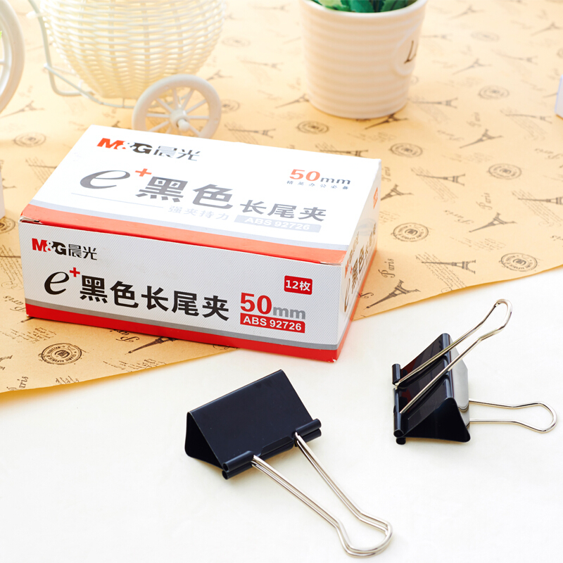 晨光（M&G） Eplus  長尾夾/長尾夾票夾 黑色(5# ABS92730/19mm 12枚/盒)_http://02394.cn/img/images/C201903/1551773537498.jpg