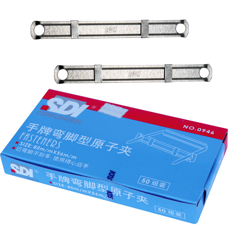 手牌（SDI） 0946 金屬裝訂夾 彎角型原子夾 50組/盒_http://02394.cn/img/images/C201903/1551857274688.jpg