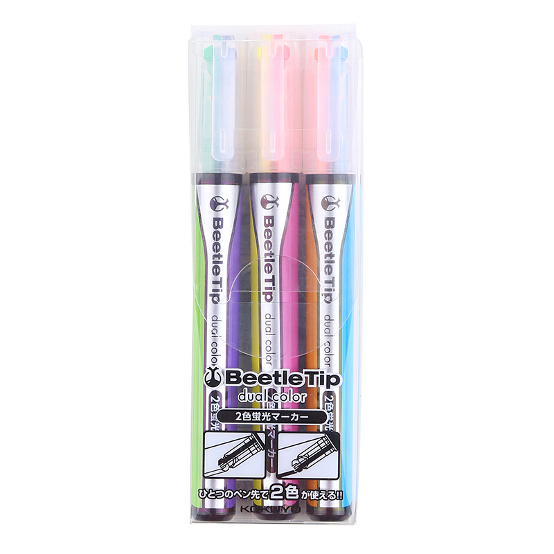 國譽(yù)(KOKUYO)雙色甲殼蟲雙頭熒光筆PM-L303-3S_http://02394.cn/img/images/C201906/1560924734674.jpg