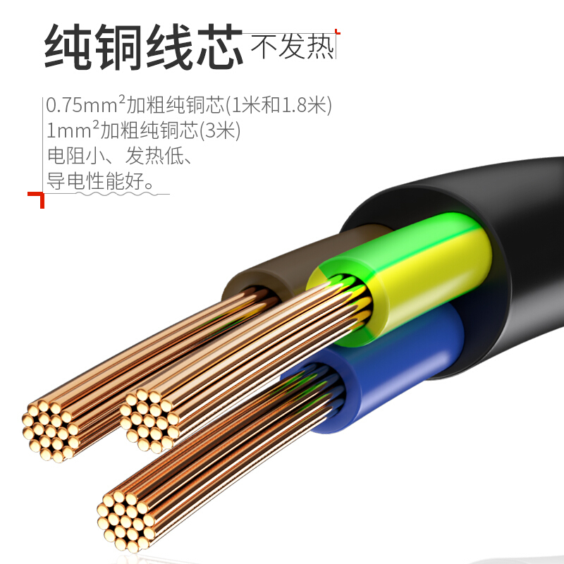 山澤（SANZHE）電腦主機國標(biāo)電源線 品字尾三孔電源連接線 適用電腦主機顯示器電飯煲 彎插頭0.5米WTDY05_http://02394.cn/img/images/C202007/1593594002488.jpg