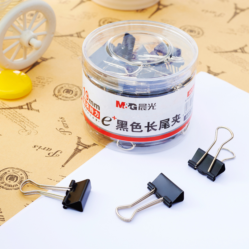 晨光（M&G） Eplus  長(zhǎng)尾夾/長(zhǎng)尾夾票夾 黑色( 5#ABS92736/19MM 40枚/筒)_http://02394.cn/img/images/C202008/1596769517278.jpg