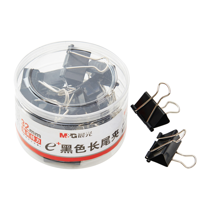 晨光（M&G） Eplus  長尾夾/長尾夾票夾 黑色( 3#ABS92734/32MM 24枚/筒)_http://02394.cn/img/images/C202008/1596769928723.jpg
