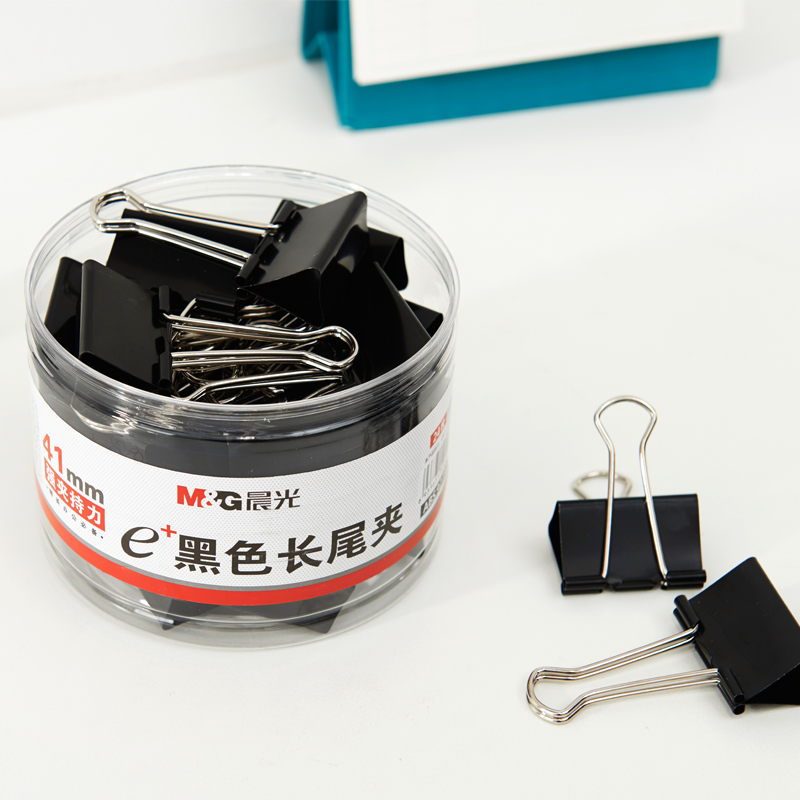 晨光（M&G） Eplus  長尾夾/長尾夾票夾 黑色(2#ABS92733/41MM 24枚/筒)_http://02394.cn/img/images/C202008/1596777189949.jpg