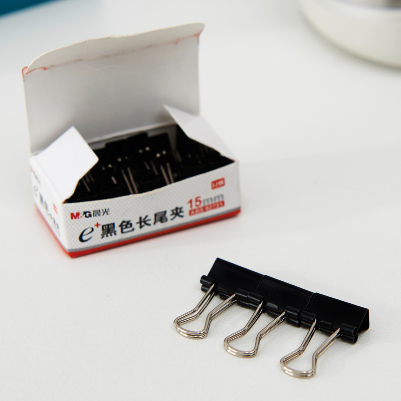 晨光（M&G） Eplus  長尾夾/長尾夾票夾 黑色(6# ABS92731/15mm 12枚/盒)_http://02394.cn/img/images/C202008/1596777370236.jpg