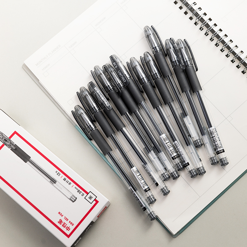 得力（deli）S84 財(cái)務(wù)專用中性筆 黑色簽字筆 0.38mm 12支盒_http://02394.cn/img/images/C202009/1599444079210.jpg