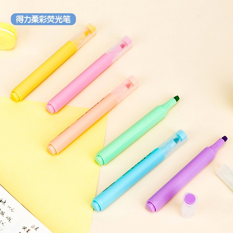 得力（deli）雙頭熒光筆重點(diǎn)醒目劃線筆標(biāo)記筆記號筆彩色筆套裝辦公學(xué)生文具 6支/盒 三角桿熒光筆S605_http://02394.cn/img/images/C202103/1615972936534.jpg