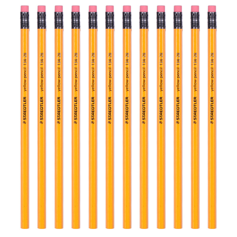 施德樓（Staedtler） 134 黃桿鉛筆 帶橡皮頭 12支裝（2B）_http://02394.cn/img/sp/102/e8de9419-32c0-4a74-87af-ca061e8d4b84.jpg