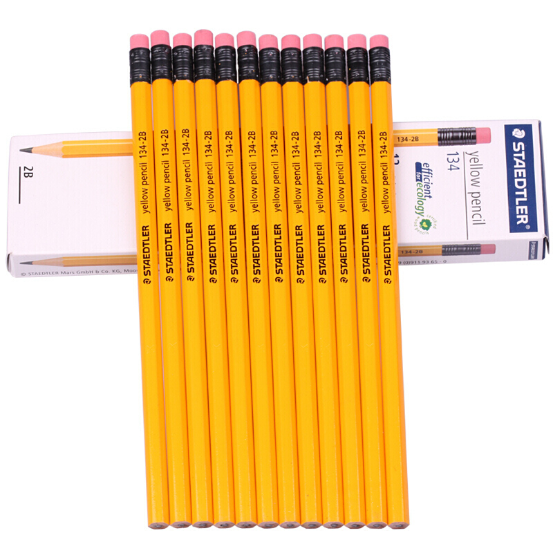施德樓（Staedtler） 134 黃桿鉛筆 帶橡皮頭 12支裝（2B）_http://02394.cn/img/sp/102/f1e0ce4a-033a-4180-b136-b3ec9cb50c6d.jpg
