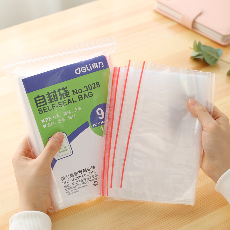 得力（deli） 3028 自封袋(透明)-9號(hào)(100個(gè)/包)280ｘ200mm0.04mm_http://02394.cn/img/sp/206/61fd053f-3175-48ac-a4f1-431ef4b5687c.jpg