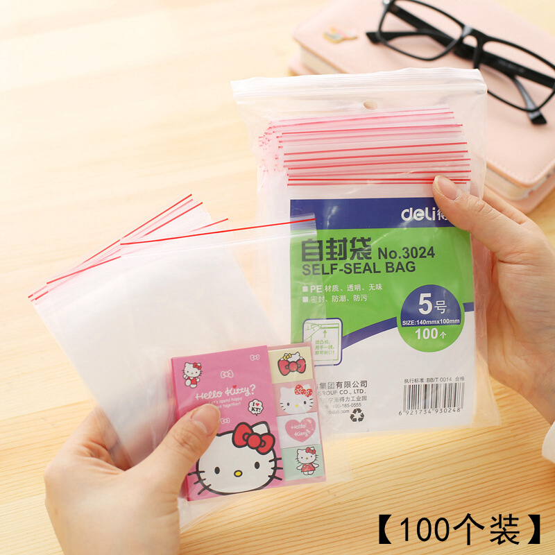 得力（deli） 3024 自封袋(透明)-5號(hào)(100個(gè)/包)150ｘ100mm0.04mm_http://02394.cn/img/sp/206/b9015bc9-9a65-4275-a620-a7694d415ab5.jpg