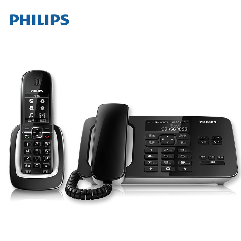 飛利浦（PHILIPS） DCTG492 語音報(bào)號黑名單中文數(shù)字子母機(jī)一拖一家用辦公會議坐固定固話無線電話機(jī)座機(jī)無繩電話機(jī)（黑色）_http://02394.cn/img/sp/2147/a7c58a86-d662-401e-99a3-f9cc3b06a7ae.jpg