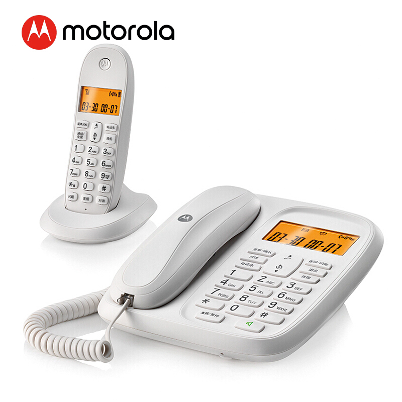 摩托羅拉（Motorola） CL101C 數(shù)字無繩電話機(jī)座機(jī)子母機(jī)中文顯示免提套裝辦公家用一拖一固定無線座機(jī) （白色）_http://02394.cn/img/sp/2147/b92373a3-9b0d-4be8-96d7-a32a161b24a2.jpg
