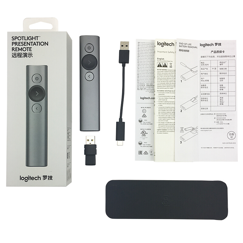 羅技（Logitech） Spotlight 無線演示器 投影筆 翻頁器 非激光筆 演示筆 演講神器 放大聚焦液晶屏可顯 (灰色) _http://02394.cn/img/sp/242/7a7e9c7c-170d-4173-8922-4bdba3032bfe.jpg