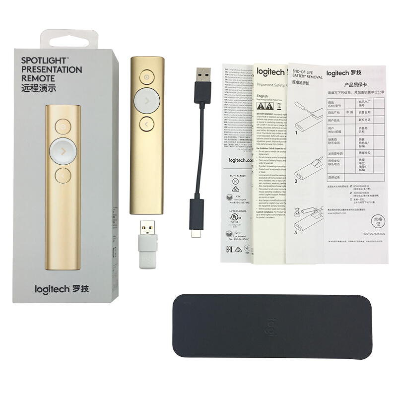 羅技（Logitech） Spotlight 無線演示器 投影筆 翻頁器 非激光筆 演示筆 演講神器 放大聚焦液晶屏可顯 (金色) _http://02394.cn/img/sp/242/af494d6b-0772-418e-9e3f-7fd05b6feba7.jpg
