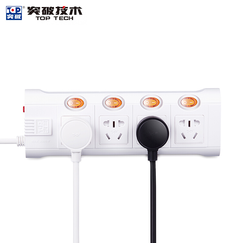 突破（TOP） TZ-D4K4 新國標(biāo)帶兒童保護(hù)門插座接線板智能過載自動斷電分控獨(dú)立開關(guān)4孔3米 3米線長_http://02394.cn/img/sp/2541/10a14781-3c8d-448a-b152-3ae9b7800def.jpg