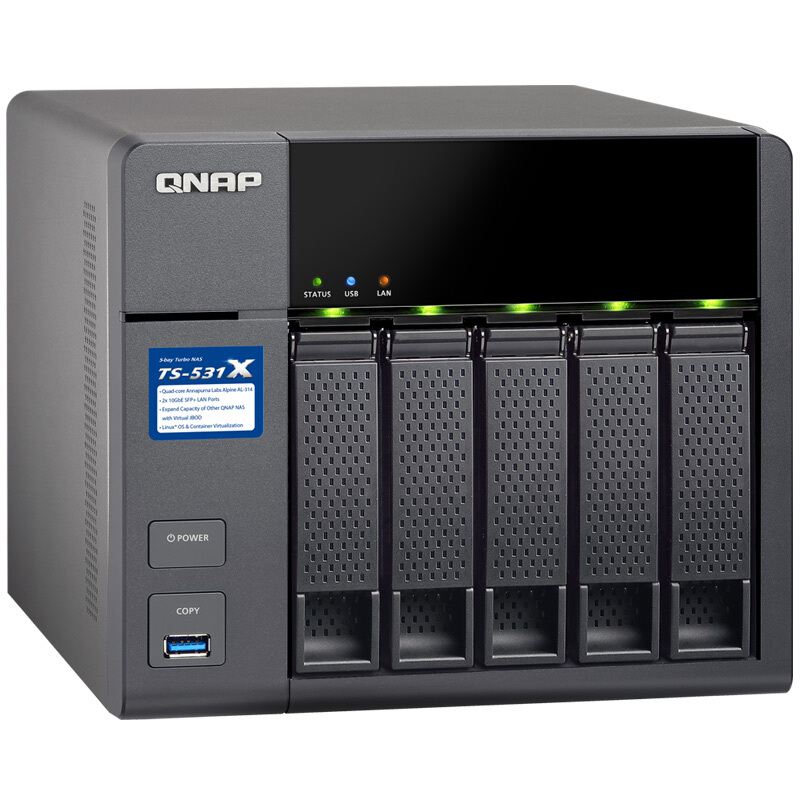 威聯(lián)通（QNAP） TS-531X-2G 高效能四核處理器,內(nèi)建雙10GbE SFP+ 網(wǎng)絡端口 五盤位NAS網(wǎng)絡存儲器（無內(nèi)置硬盤）_http://02394.cn/img/sp/275/b4f01938-a090-41f1-87f5-154f7d617596.jpg