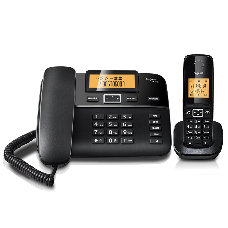 集怡嘉（Gigaset） DL310 原西門子品牌電話機 數(shù)字無繩電話家用子母機中文來電顯示一拖一辦公固定無線電話座機（黑色）_http://02394.cn/img/sp/329/3fd3ca5e-778b-47d3-a70b-a8632c9a7569.jpg