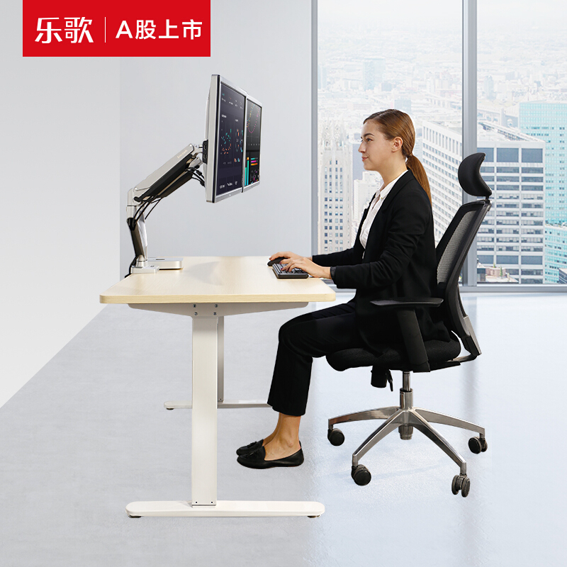 樂(lè)歌（Loctek） E1D 站立辦公電動(dòng)升降桌套裝 (白色桌架/原木色桌板/凹形1400x700mm) _http://02394.cn/img/sp/361/c092865c-f8aa-4faf-89fe-9382e27c95ee.jpg
