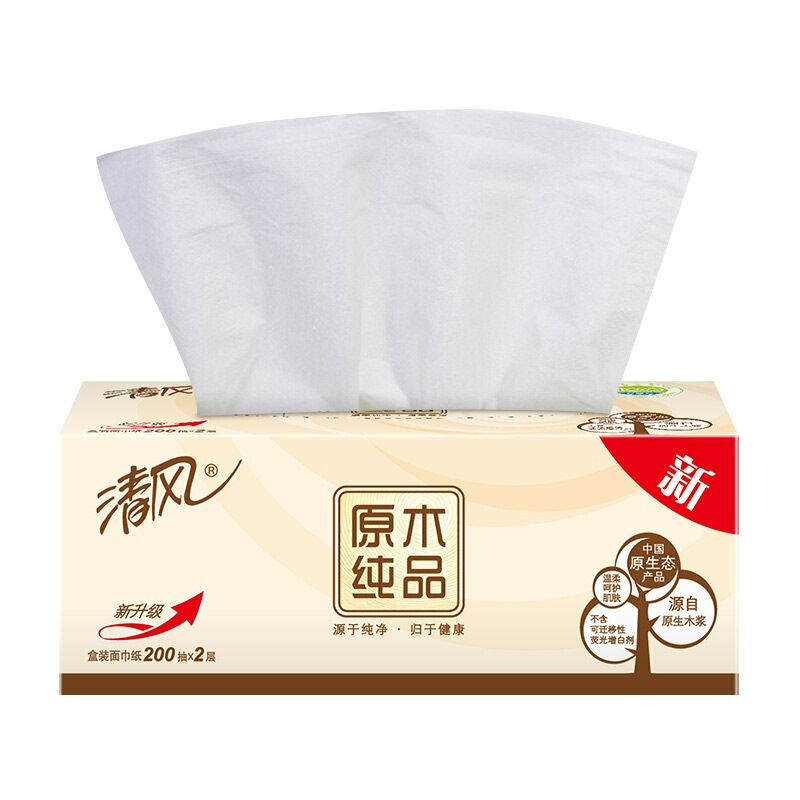 清風（APP） B338C1 原木純品盒裝抽紙面巾紙餐巾紙 2層200抽*3盒_http://02394.cn/img/sp/383/eca36e39-aec9-4e74-8590-26293537b2df.jpg