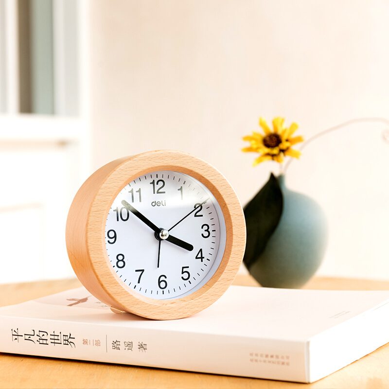 得力（deli） 8810 3.5寸靜音圓形櫸木鬧鐘貪睡鬧鐘 木紋色_http://02394.cn/img/sp/419/3d183b34-060d-49f0-90d3-a5063ac8a385.jpg