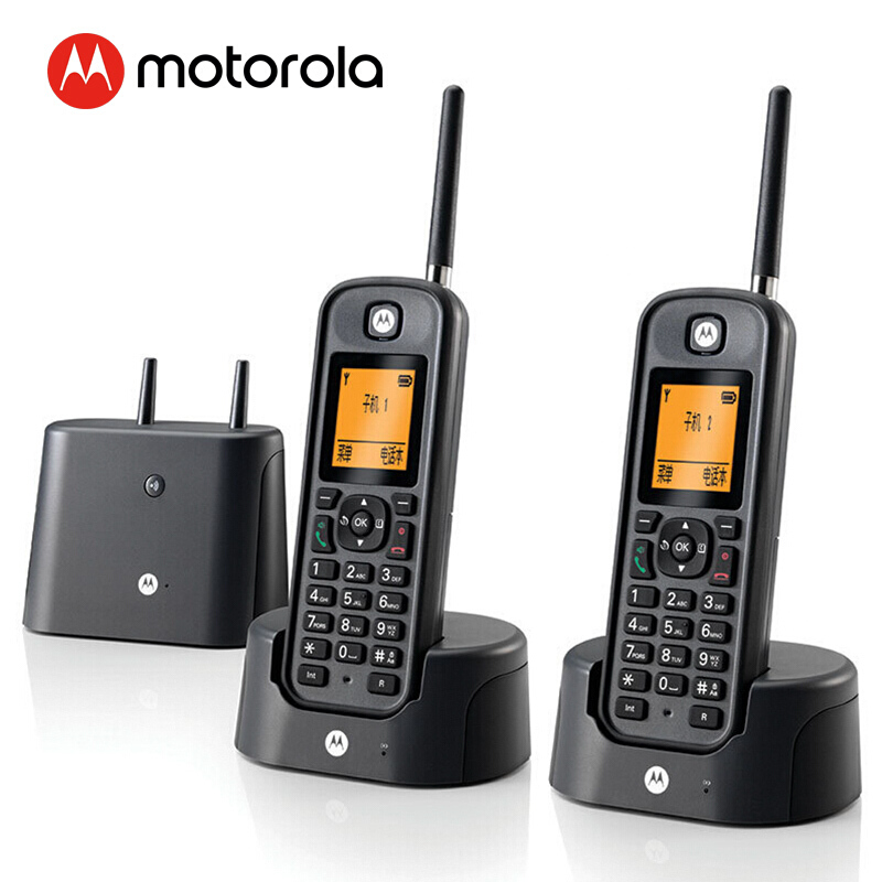 摩托羅拉（Motorola） O202C 電話(huà)機(jī) 遠(yuǎn)距離數(shù)字無(wú)繩套裝 橙色背光電話(huà)簿中英文顯示菜單可擴(kuò)展 無(wú)線(xiàn)座機(jī) （黑色）_http://02394.cn/img/sp/764/60803777-6834-4605-9112-84fa2d41379b.jpg