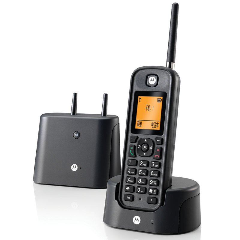 摩托羅拉（Motorola） O202C 電話(huà)機(jī) 遠(yuǎn)距離數(shù)字無(wú)繩套裝 橙色背光電話(huà)簿中英文顯示菜單可擴(kuò)展 無(wú)線(xiàn)座機(jī) （黑色）_http://02394.cn/img/sp/764/8011e20f-3b13-4e7e-81c1-8239d2189f35.jpg
