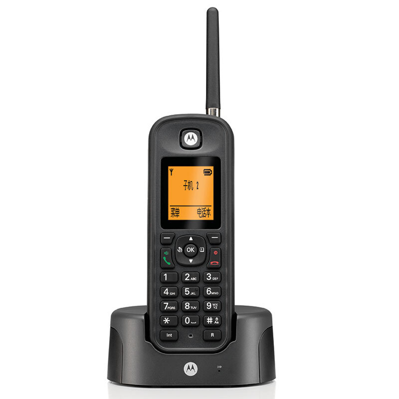 摩托羅拉（Motorola） O202C 電話(huà)機(jī) 遠(yuǎn)距離數(shù)字無(wú)繩套裝 橙色背光電話(huà)簿中英文顯示菜單可擴(kuò)展 無(wú)線(xiàn)座機(jī) （黑色）_http://02394.cn/img/sp/764/9e0a307c-e732-4446-9f07-3cdcc04816a7.jpg