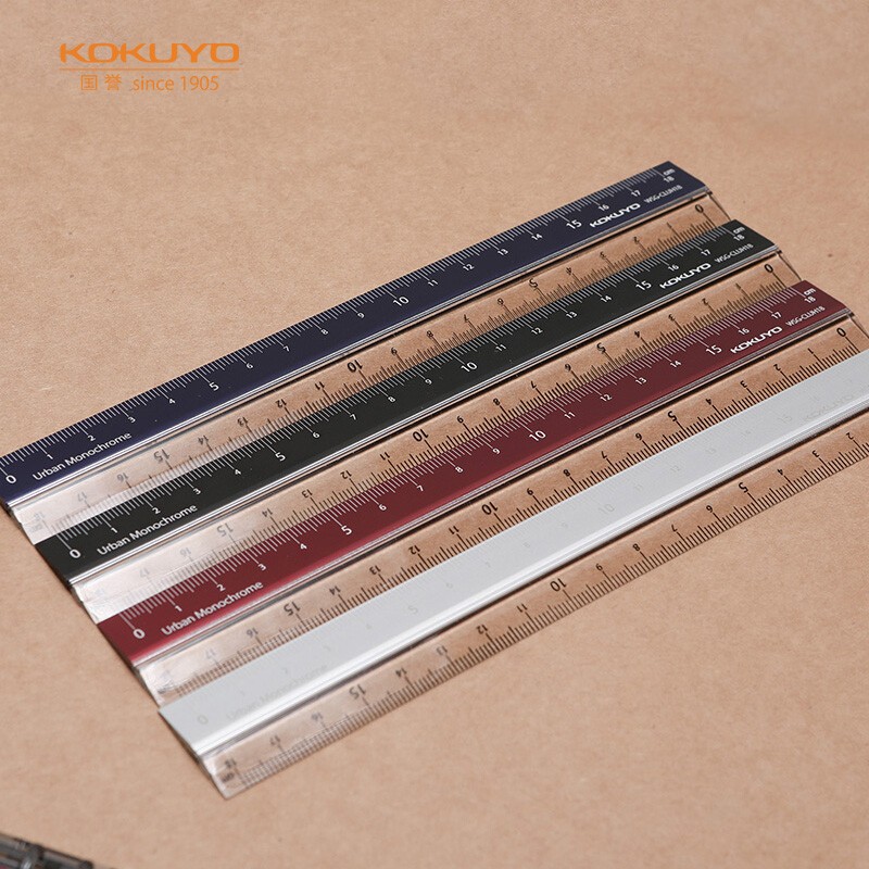 國譽（KOKUYO）都市印象學生高考PC鋁制直尺（18cm）190×24×3.5mm黑色 1個裝 WSG-CLUH18D_http://02394.cn/newimg/C202401/1704444526982.jpg