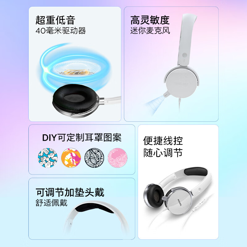 飛利浦（PHILIPS）頭戴式耳機有線耳機帶麥克風耳麥網(wǎng)上學習考試游戲耳機3.5mm音頻接口SHM7110U_http://02394.cn/newimg/C202408/1723087832889.jpeg